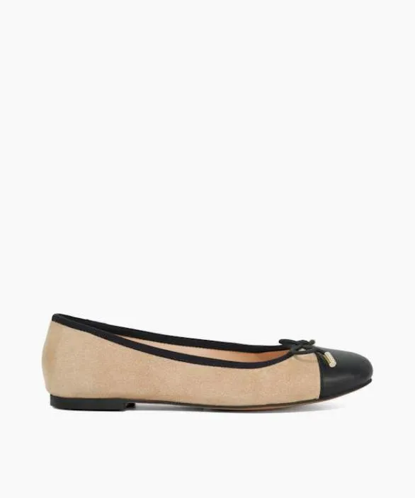 Dune London Ballet Pumps Women Highest Caramel Toe Cap Ballet Pump Brown