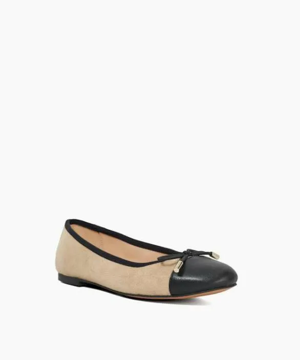 Dune London Ballet Pumps Women Highest Caramel Toe Cap Ballet Pump Brown