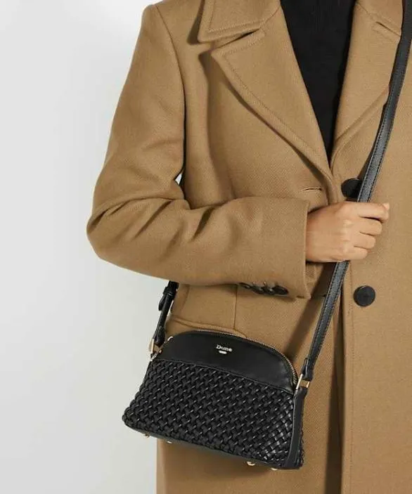 Dune London Black Handbags Women Distinct Black Woven Crossbody Bag Black