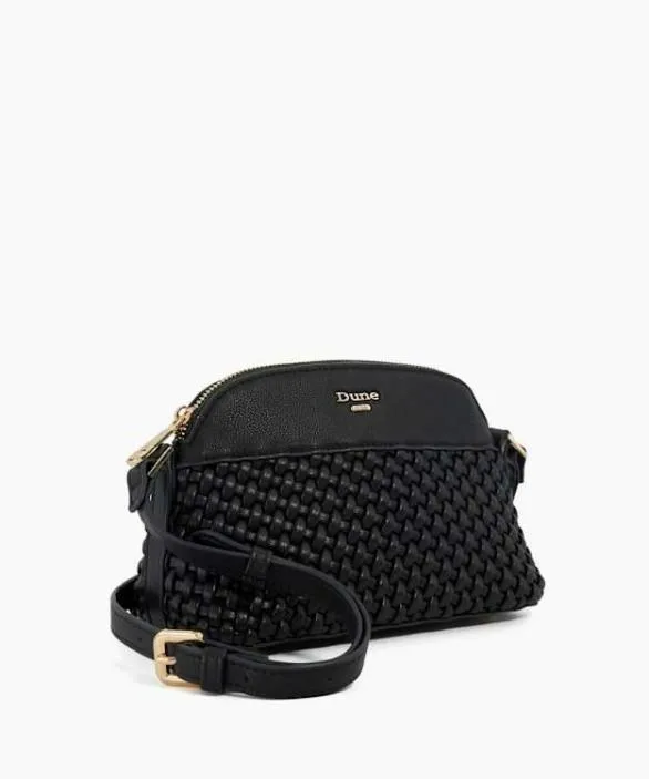 Dune London Black Handbags Women Distinct Black Woven Crossbody Bag Black