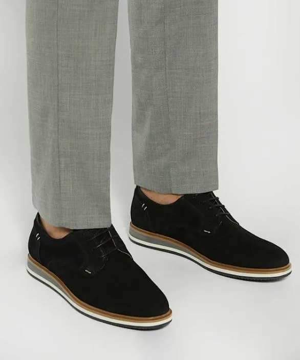 Dune London Black Shoes Men Blaksley Black Nubuck Hybrid Shoes Black