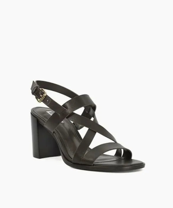 Dune London Block Heeled Sandals Women Juneo Brown Block Heel Strappy Leather Sandals Brown