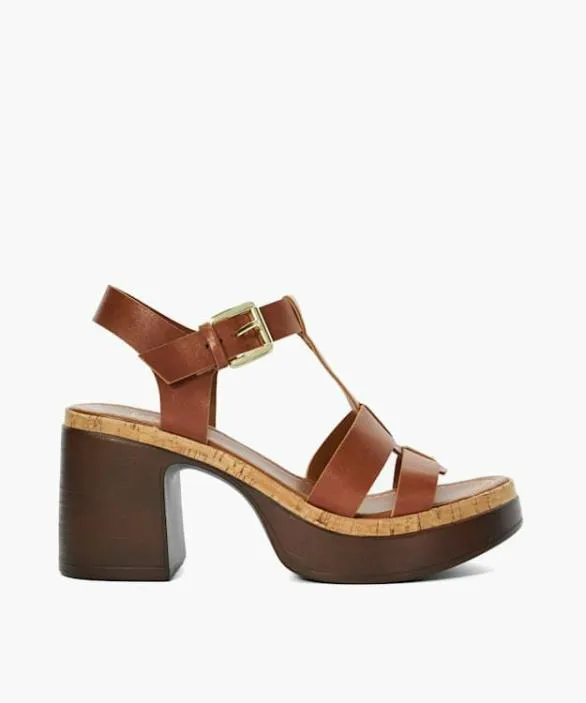 Dune London Block Heeled Sandals Women Jungle Tan Stacked Platform Heels Brown Dune London Block Heeled Sandals Women Jungle Tan Stacked Platform Heels Brown