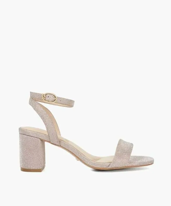 Dune London Block Heeled Sandals Women Melini Rose Gold Wide Fit Block Heel Sandals Metallic