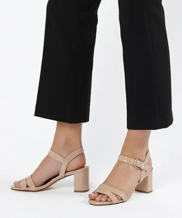 Dune London Block Heeled Sandals Women Merisa Nude WideFit BlockHeel Sandals Neutral