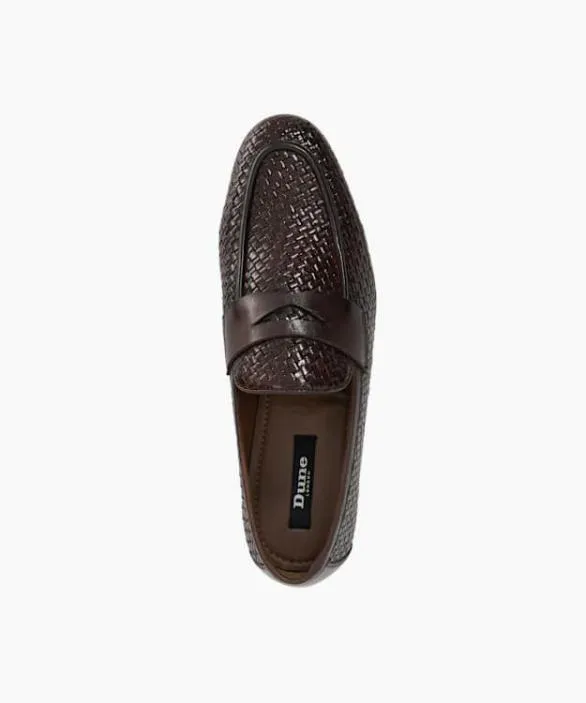 Dune London Brown Shoes Men Beliay Brown Woven Leather Loafers Brown