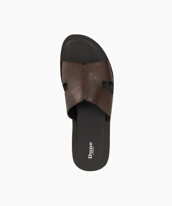 Dune London Casual Sandals Men Itos Brown Cut Out Detail Sliders Brown