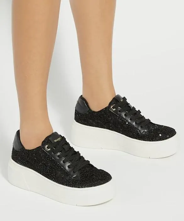 Dune London Episode Trainers Women Episode Black Lace Up Flatform Trainers Neutral