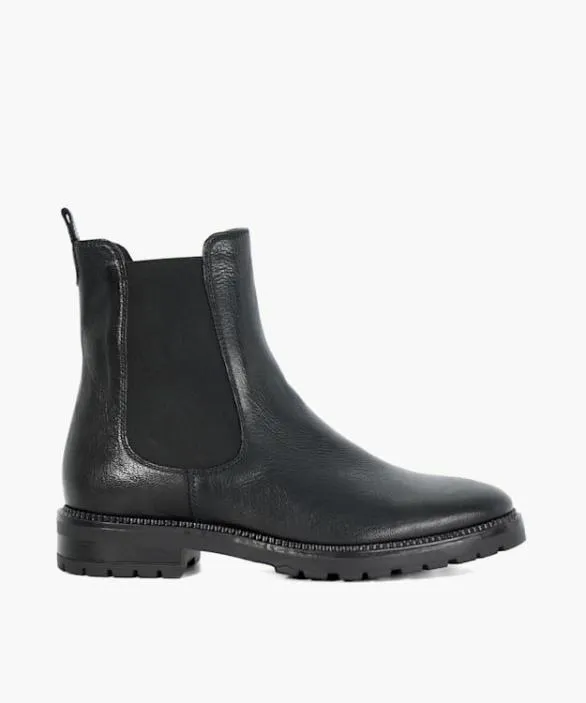 Dune London Flat Boots Women Poema Black Cleated Sole Chelsea Boots Black