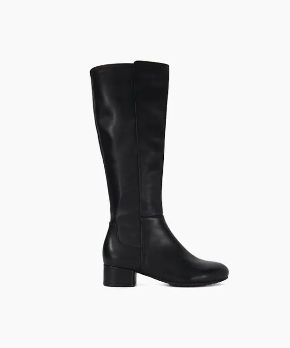 Dune London Flat Boots Women Tayla Black Leather Stretch Leather KneeHigh Boots Black Leather Dune London Flat Boots Women Tayla Black Leather Stretch Leather KneeHigh Boots Black Leather