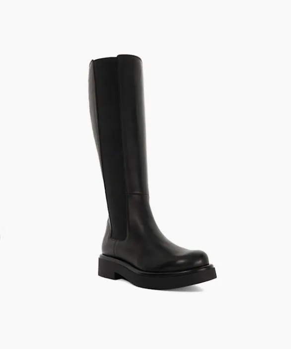 Dune London Flat Boots Women Temmie Black Chunky KneeHigh Boots Black