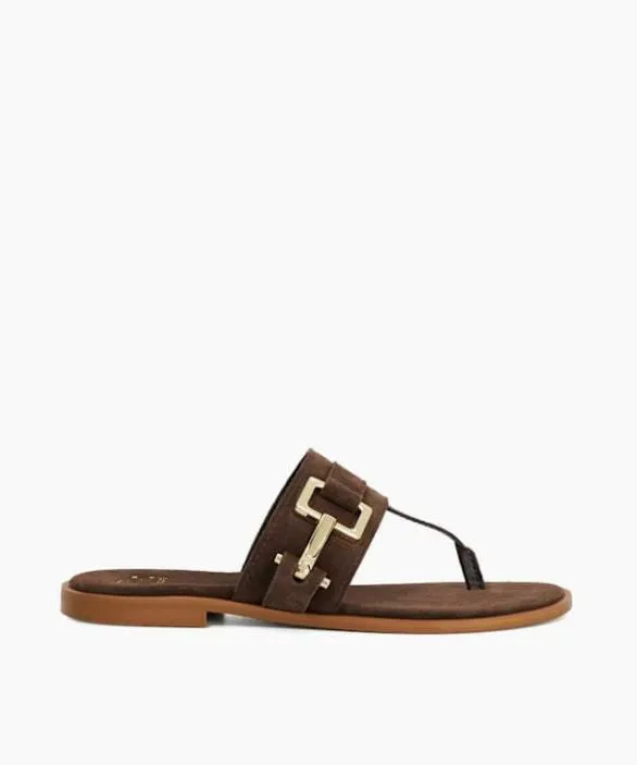 Dune London Flat Sandals Women Lotica Brown Toe Post Sandal With Metal Buckle Brown Dune London Flat Sandals Women Lotica Brown Toe Post Sandal With Metal Buckle Brown