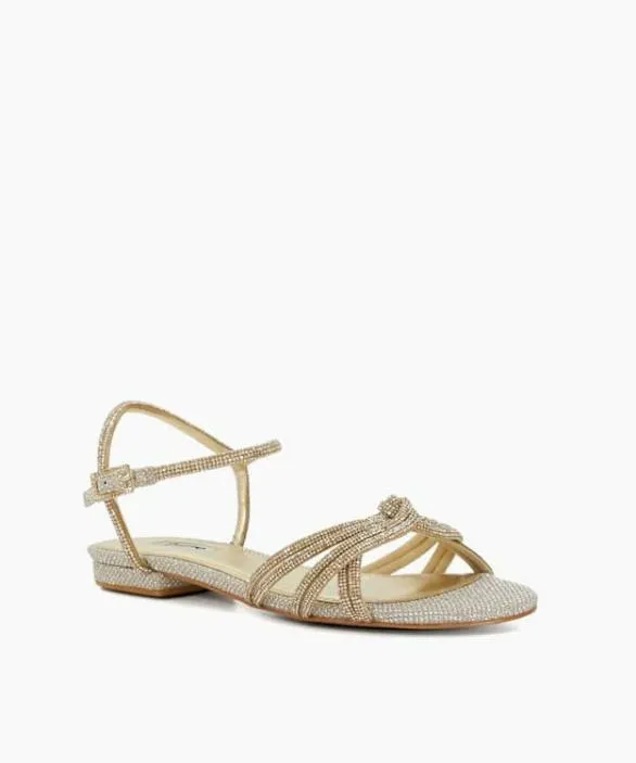 Dune London Gold Sandals Women Noa Gold DiamanteKnot Sandals Metallic