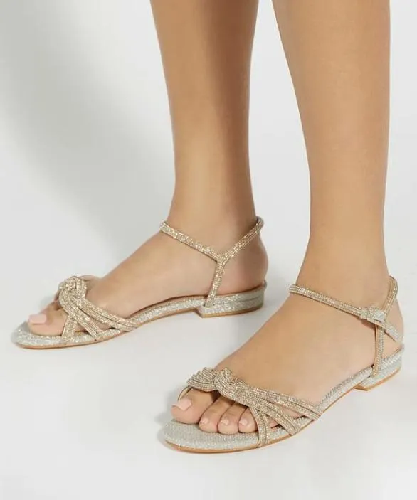 Dune London Gold Sandals Women Noa Gold DiamanteKnot Sandals Metallic