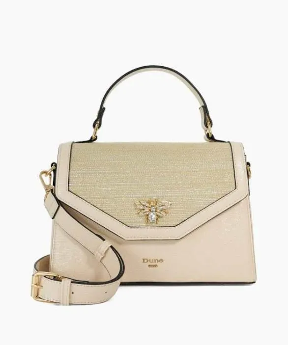 Dune London Handbags Women Dinibug Ecru Top Handle Dune Bug Embellished Bag White Dune London Handbags Women Dinibug Ecru Top Handle Dune Bug Embellished Bag White