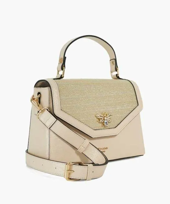 Dune London Handbags Women Dinibug Ecru Top Handle Dune Bug Embellished Bag White