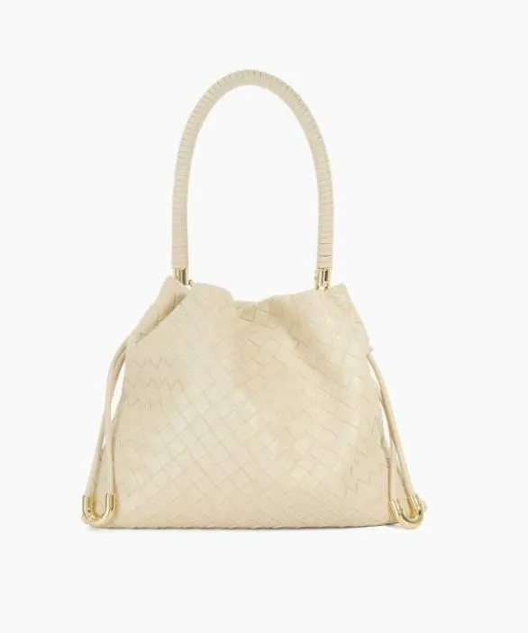 Dune London Leather Bags Women Primrose L Cream Leather Drawstring Bag Black