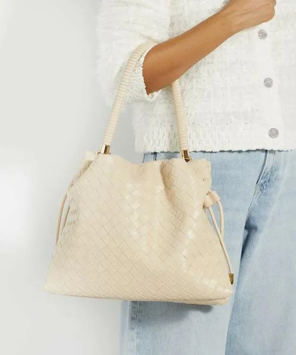 Dune London Leather Bags Women Primrose L Cream Leather Drawstring Bag Black