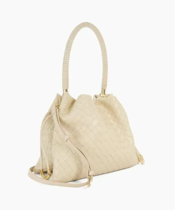 Dune London Leather Bags Women Primrose L Cream Leather Drawstring Bag Black
