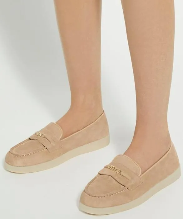 Dune London Loafers Women Graciela Sand Suede Snaffle Trim Casual Loafers Neutral