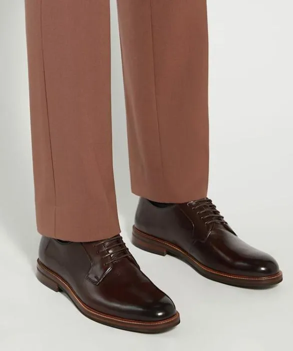 Dune London Smart Shoes Men Savoye Bordo Contrast Stitch Lace Up Shoe Red