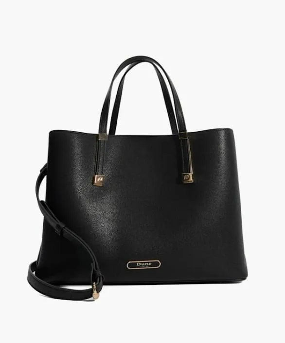 Dune London Tote Bags Women Dorry Black Branded Hardware Tote Bag Black