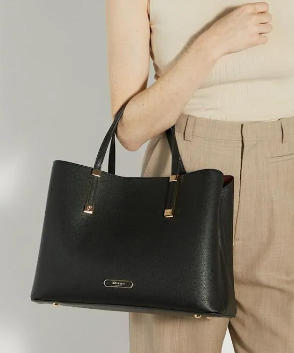 Dune London Tote Bags Women Dorry Black Branded Hardware Tote Bag Black