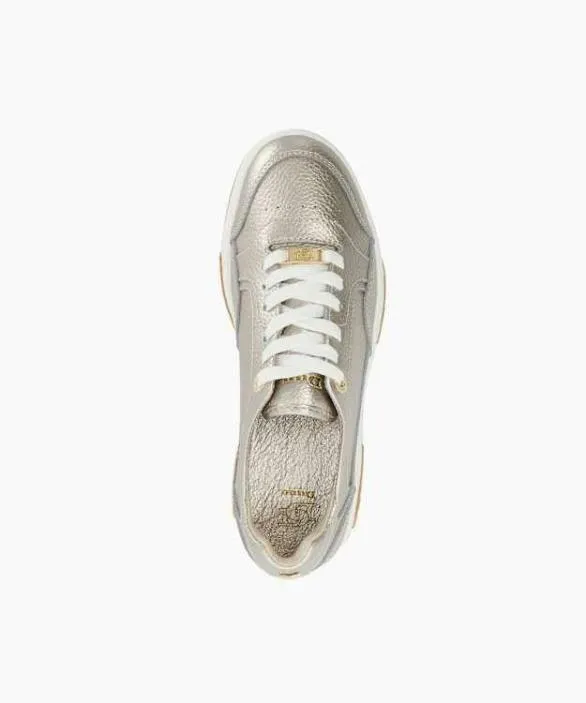 Dune London Trainers Women Eckley Gold Perforated Lace Up Trainers Metallic