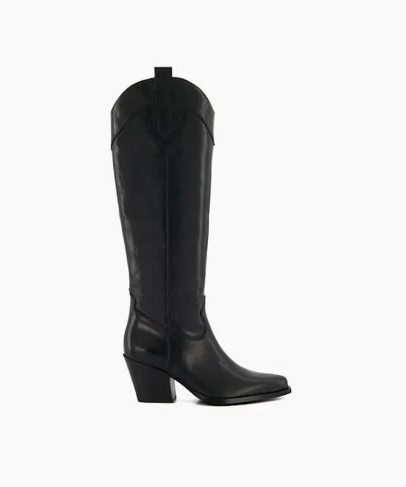 Dune London Western Cowboy Boots Women Tennessee Black Leather KneeHigh Western Boots Black Dune London Western Cowboy Boots Women Tennessee Black Leather KneeHigh Western Boots Black