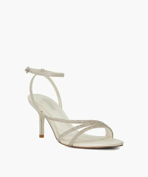 Dune London White Sandals Women Midsummers Ivory Diamante Embellished Sandals White