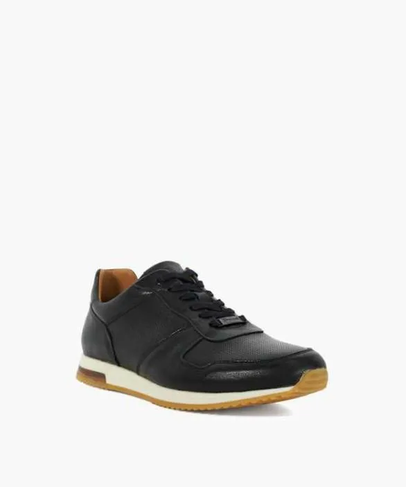 Dune London Wide Fit Shoes Men Trilogy Black Wide Fit LaceUp Runner Trainers Black