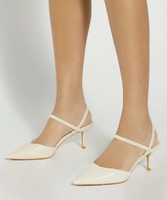 Dune London Wide Fit Shoes Women Classical Ecru Wide Fit Pointed Courts With Elasticated Straps Neutral