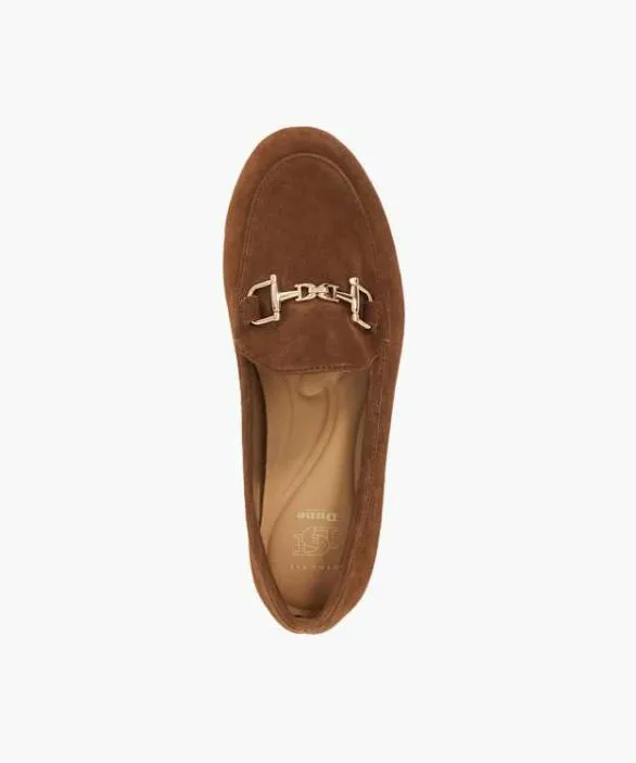 Dune London Wide Fit Shoes Women Glair Tan Wide Fit Almond Toe Buckle Detail Loafers Neutral