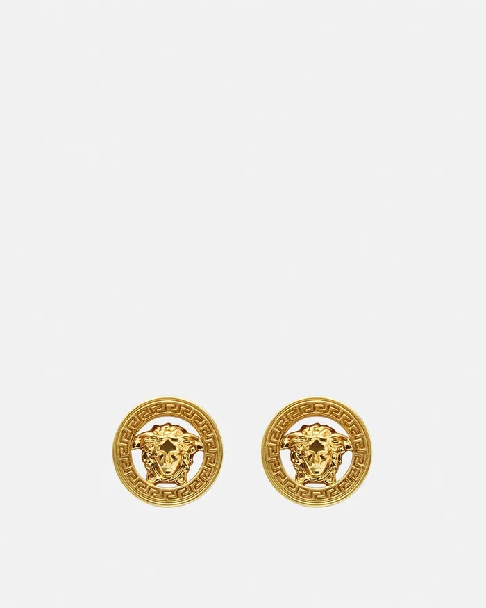 Earrings MenWomen Versace Medusa 03995 Stud Earrings Light Gold