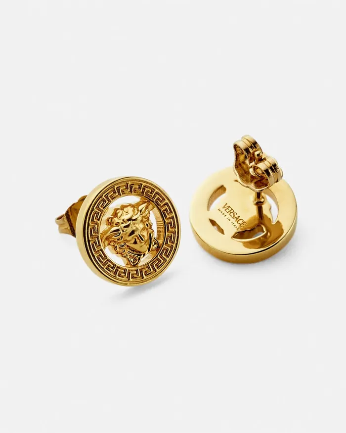 Earrings MenWomen Versace Medusa 03995 Stud Earrings Light Gold