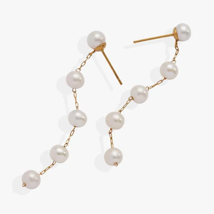 Earrings Women Alex And Ani Freshwater Pearl Drop Earrings Stainless Steel Gold
