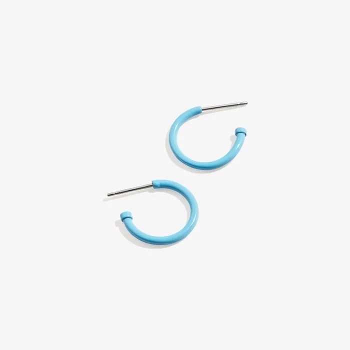 Earrings Women Alex And Ani Huggie Hoop Earrings Ocean Blue Shiny Silver