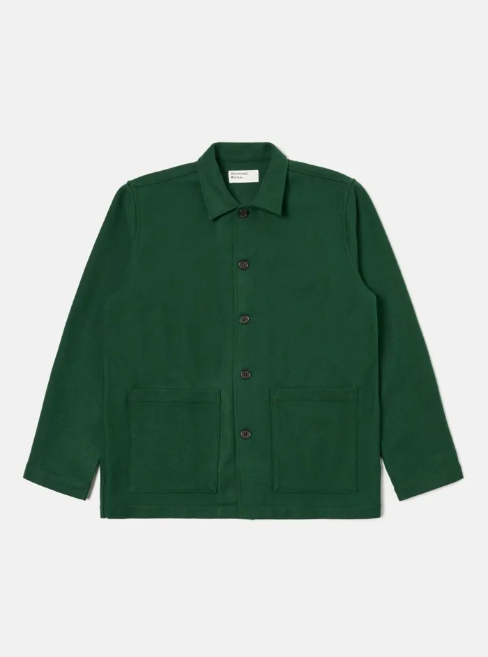 Easy Jacket In Green Melton Men Universal Works Overshirts