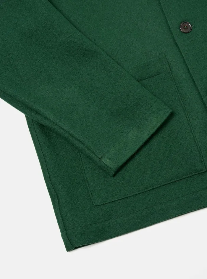 Easy Jacket In Green Melton Men Universal Works Overshirts