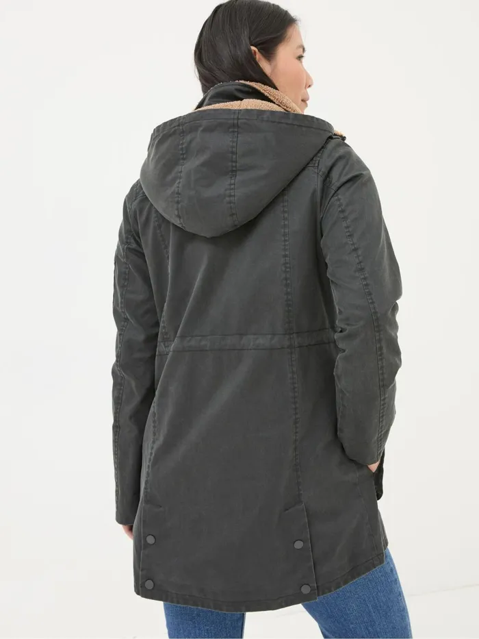 Fat Face Coats and Jackets Cheshire Washed Black Longline Coat 8211 Women