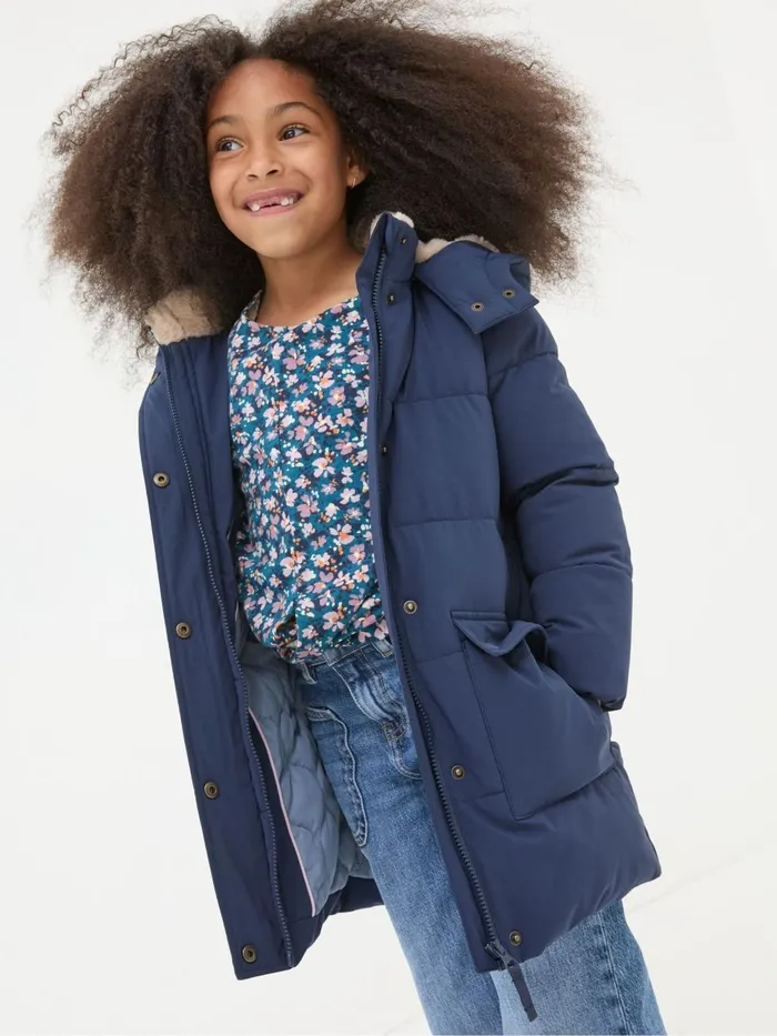 Fat Face Coats and Jackets Letty Navy Blue Longline Padded Jacket 8211 Kids