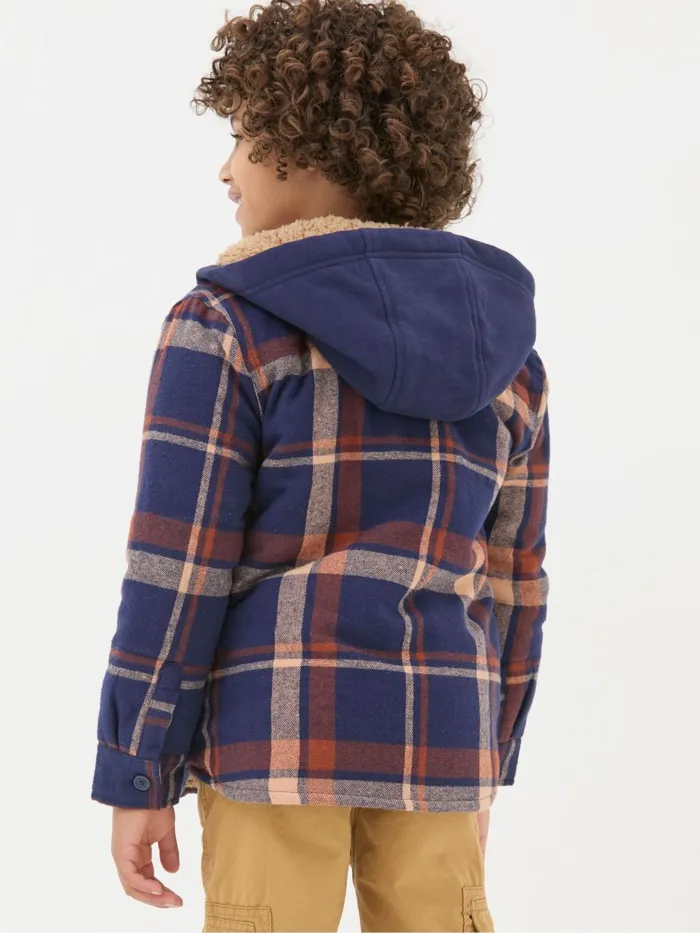Fat Face Coats and Jackets Navy Blue Check Shacket 8211 Kids