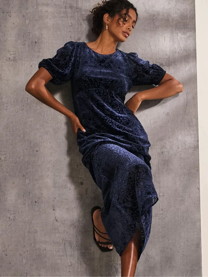 Fat Face Dresses Blue Nora Burnout Midi Dress 8211 Women