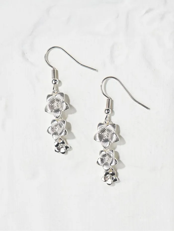Fat Face Jewellery Silver Tone Trio Flower Earring 8211 Women