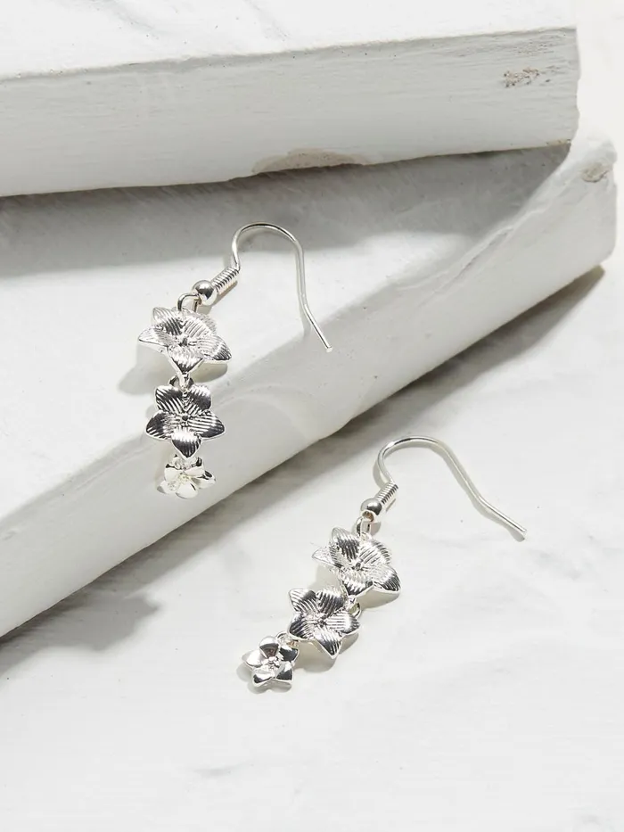 Fat Face Jewellery Silver Tone Trio Flower Earring 8211 Women