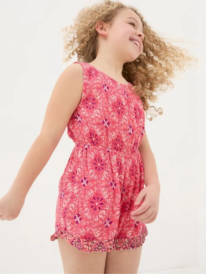 Fat Face Jumpsuits and Playsuits Amelia Geo Print Pink Print Playsuit 8211 Kids