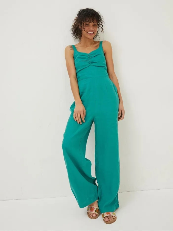 Fat Face Jumpsuits and Playsuits Green Linen Vic Jumpsuit 8211 Women