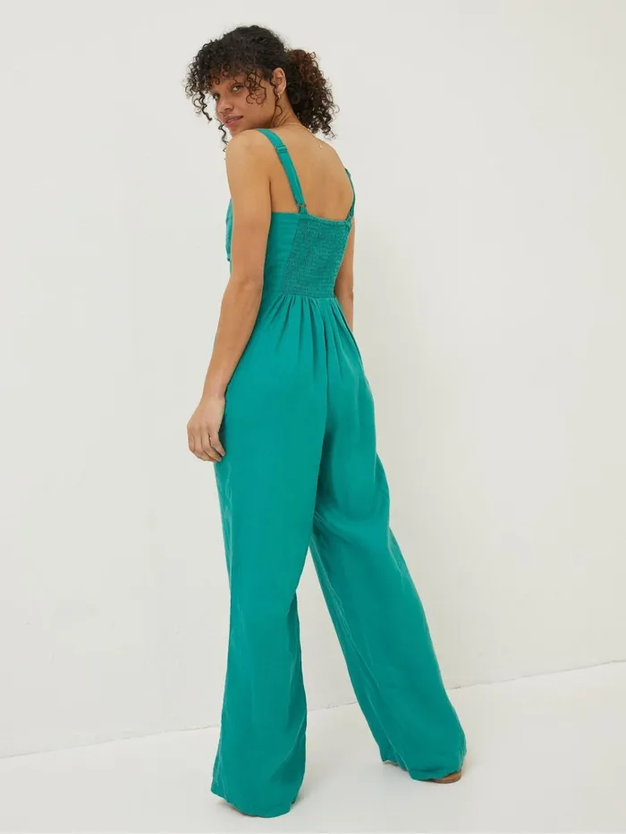 Fat Face Jumpsuits and Playsuits Green Linen Vic Jumpsuit 8211 Women