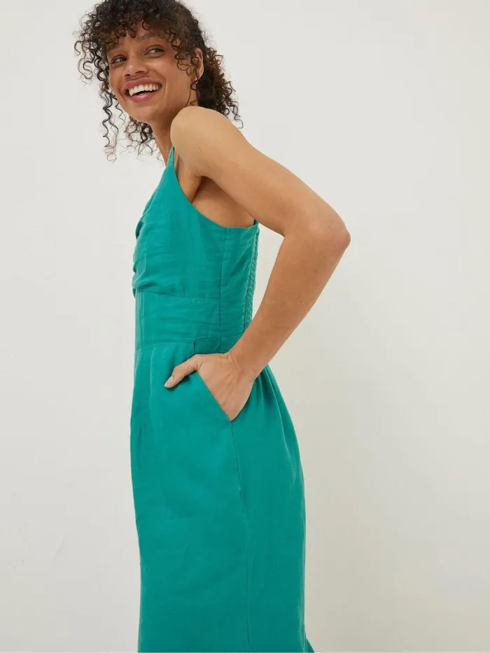 Fat Face Jumpsuits and Playsuits Green Linen Vic Jumpsuit 8211 Women