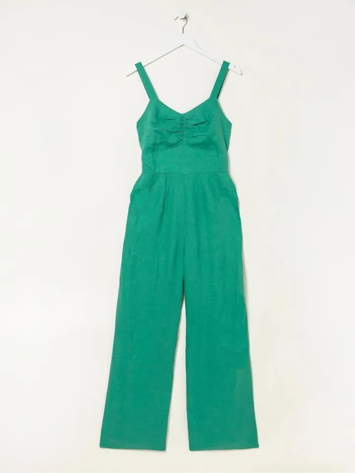 Fat Face Jumpsuits and Playsuits Green Linen Vic Jumpsuit 8211 Women